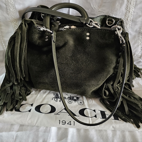 Coach 1941 Fringe Rogue 31 Fern Suede Satchel Shoulder Bag - Picture 3 of 16
